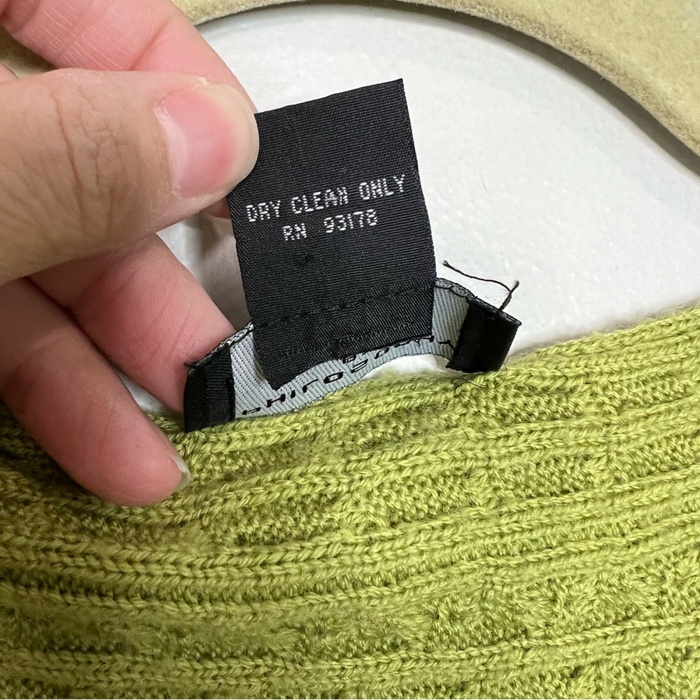 PHILOSOPHY REPUBLIC Lime Green 100% Wool Cardigan Sweater size Small Petite - Picture 7 of 15